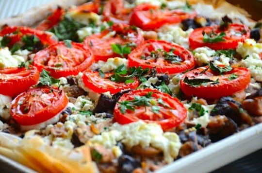 mushroom and white bean tart